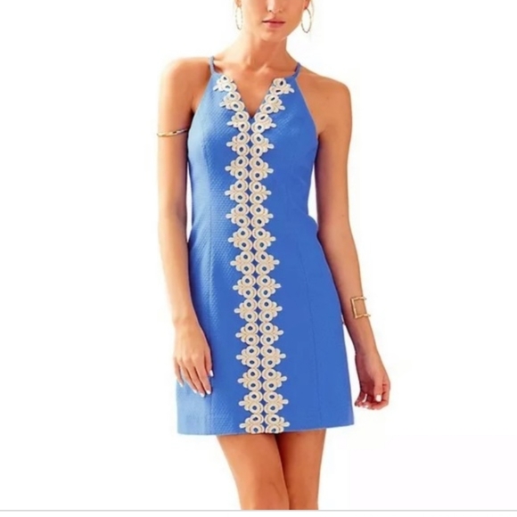 Lilly Pulitzer Dresses & Skirts - Lilly Pulitzer Blue Gold Embellishments Dress Size 10